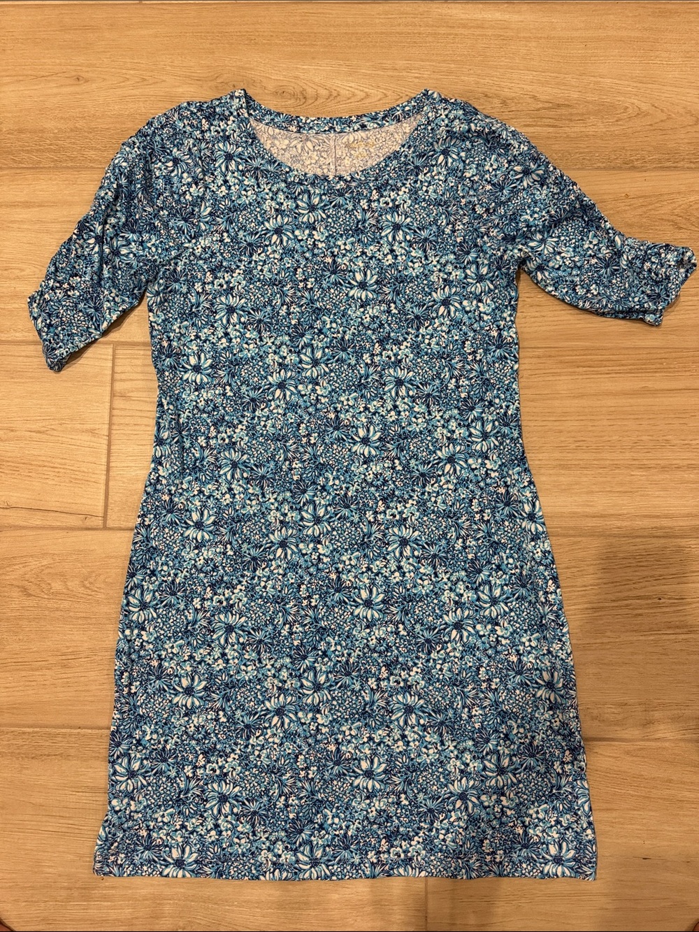 Lilly Pulitzer Belden Elbow Sleeve Dress in Cumulus Blue Blooming Size L